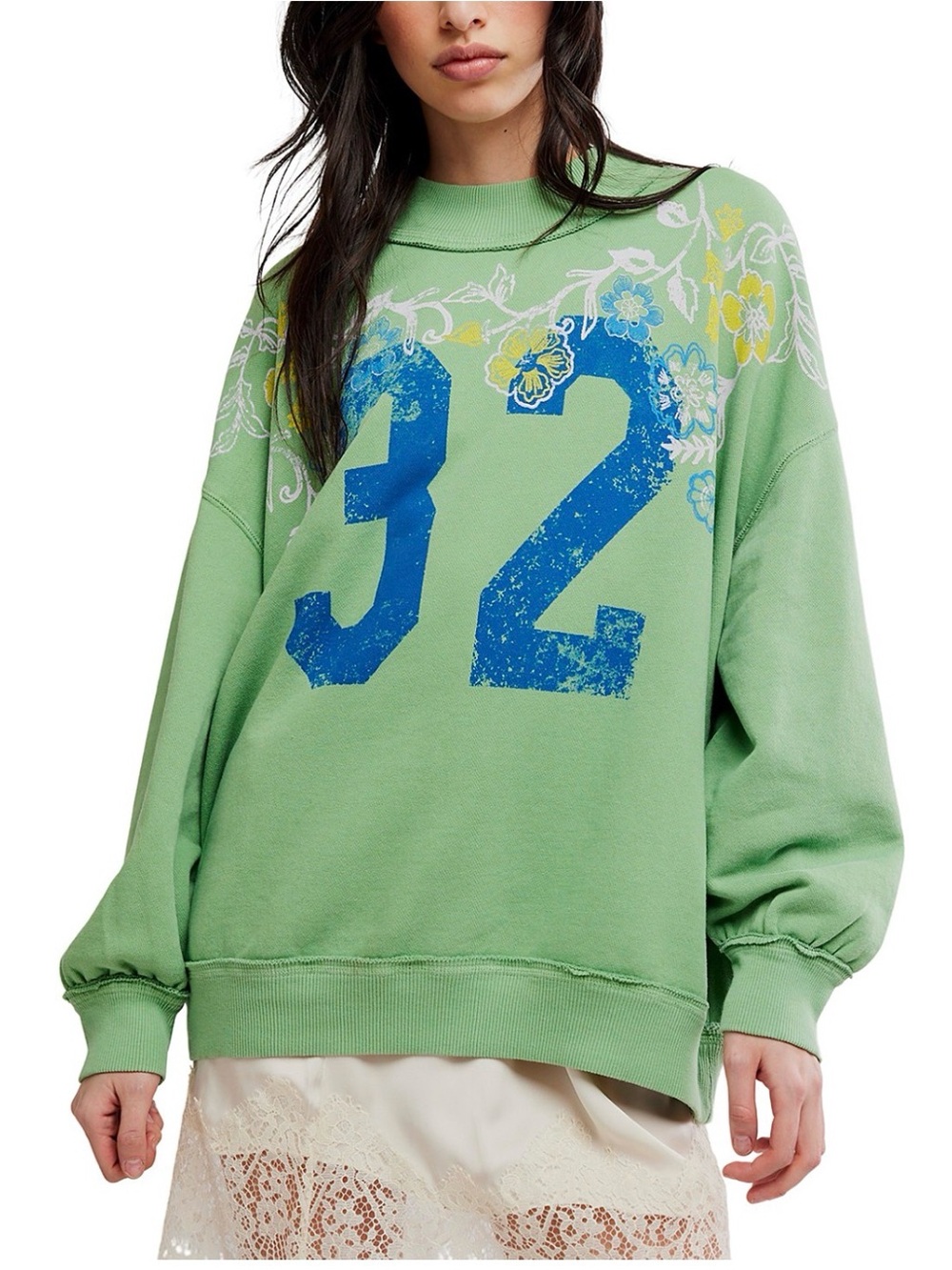Free People Palm Spring Turtle Graphic Crewneck Sweatshirt NWT SZ S